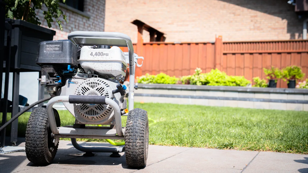 Commercial pressure washer equipment outdoors