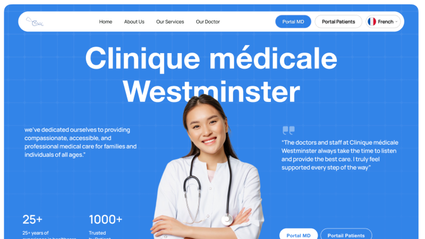 Clinique médicale Westminster Website Mockup